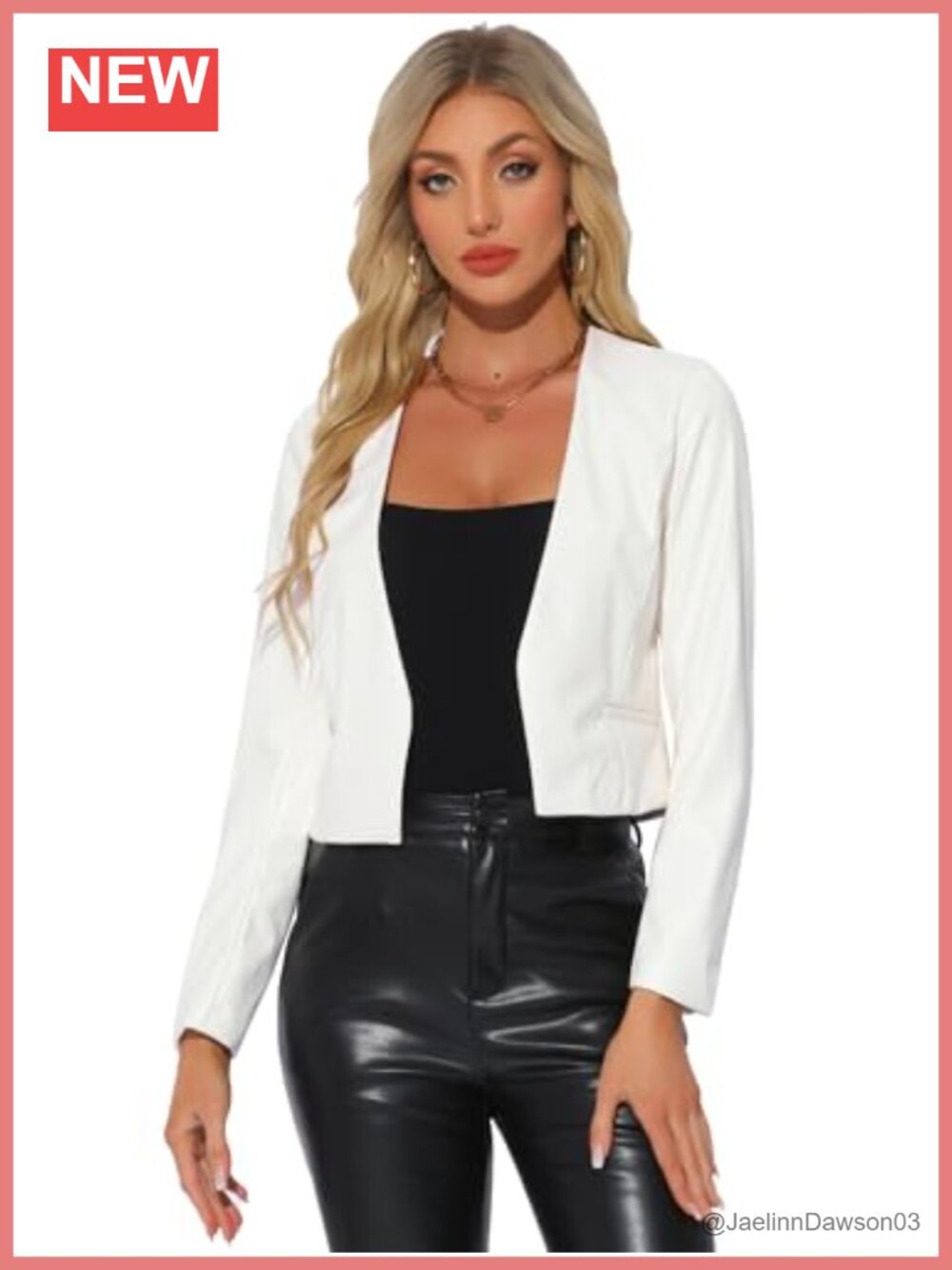 Faux Leather Moto Biker Jacket Collarless Crop Women's Outerwear